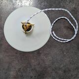 Old hanging lampshade in white opaline Art Deco 1930 Ø 25.5 cm