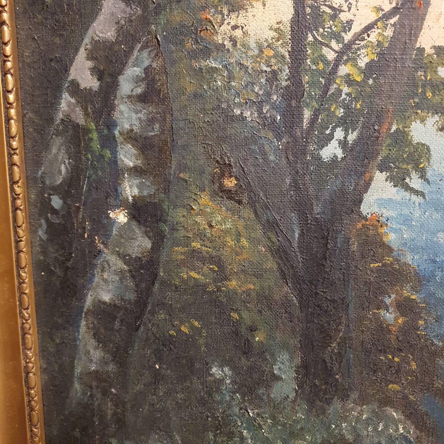 Oil on canvas landscape with birch trees, signed M. Fekete J.