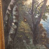 Oil on canvas landscape with birch trees, signed M. Fekete J.