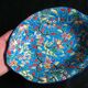 Panière enamels de Longwy decoration turquoise blue background and flowers