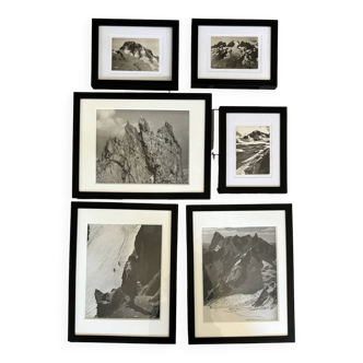 Set of mountain photographs and postcards