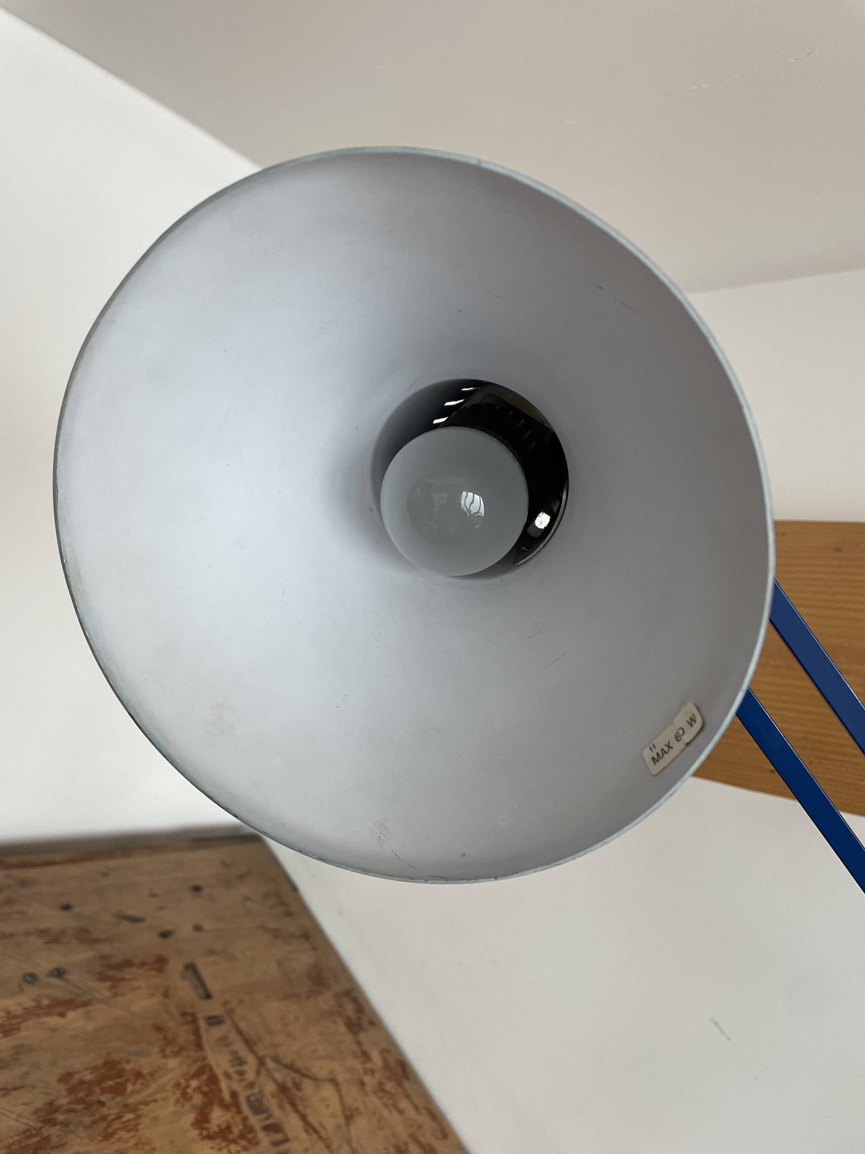 Vintage, architect lamp, articulated lamp, Twist brand, Model T1, 1970s, blue, décor