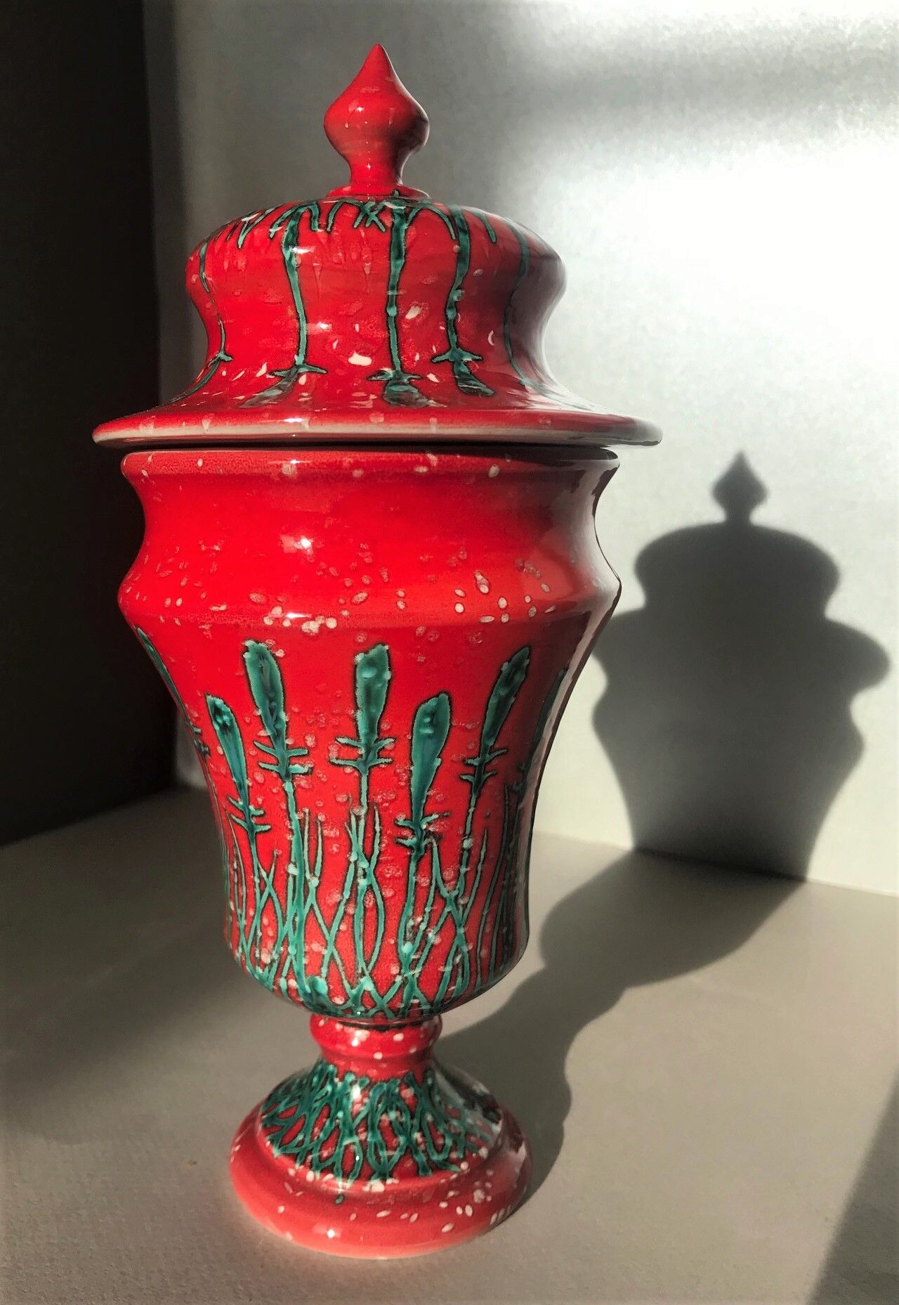 Vintage Italian ceramic lidded vase