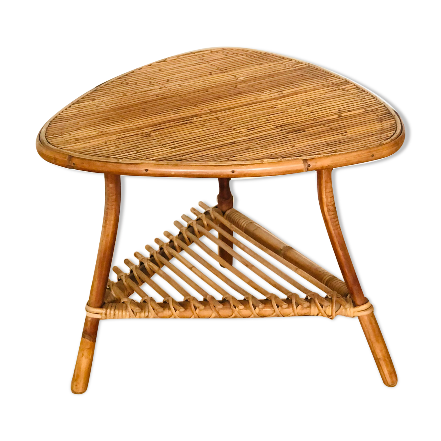 Coffee table, rattan and bamboo