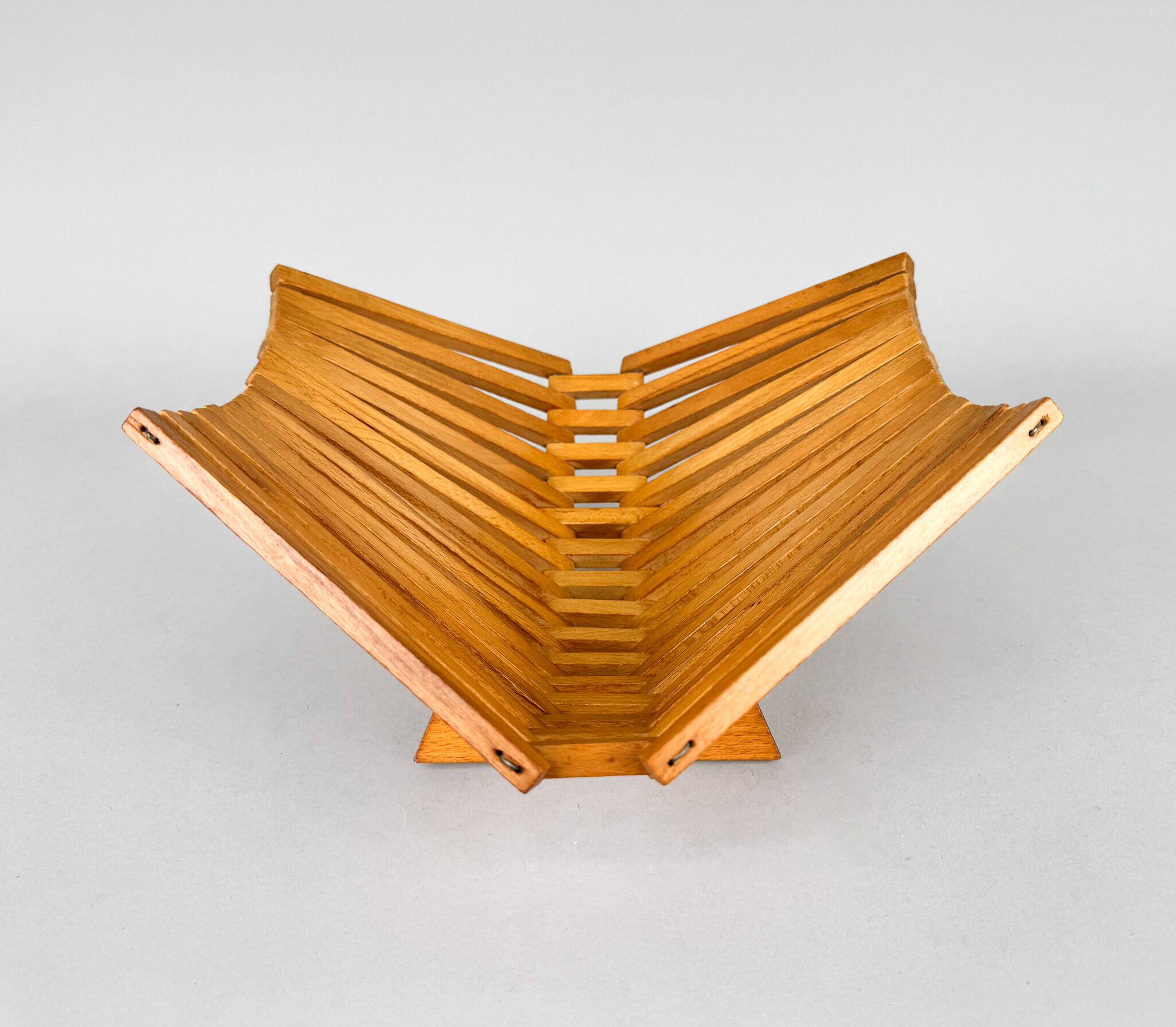 Mid Century Foldable Wooden Fruit Basket, Germany