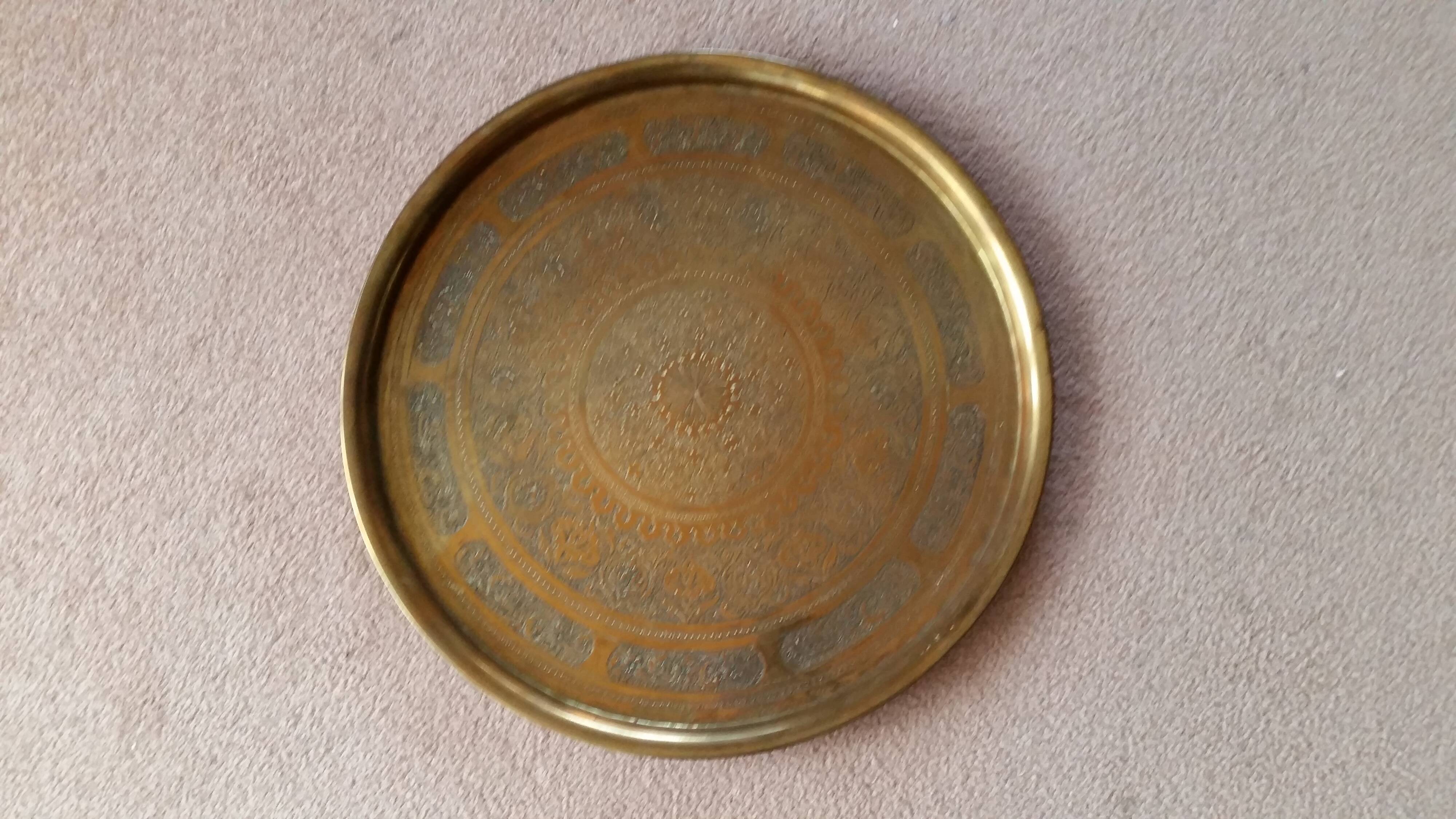 Oriental brass tray