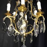 Lustre cage pampilles de cristal st. Louis XV