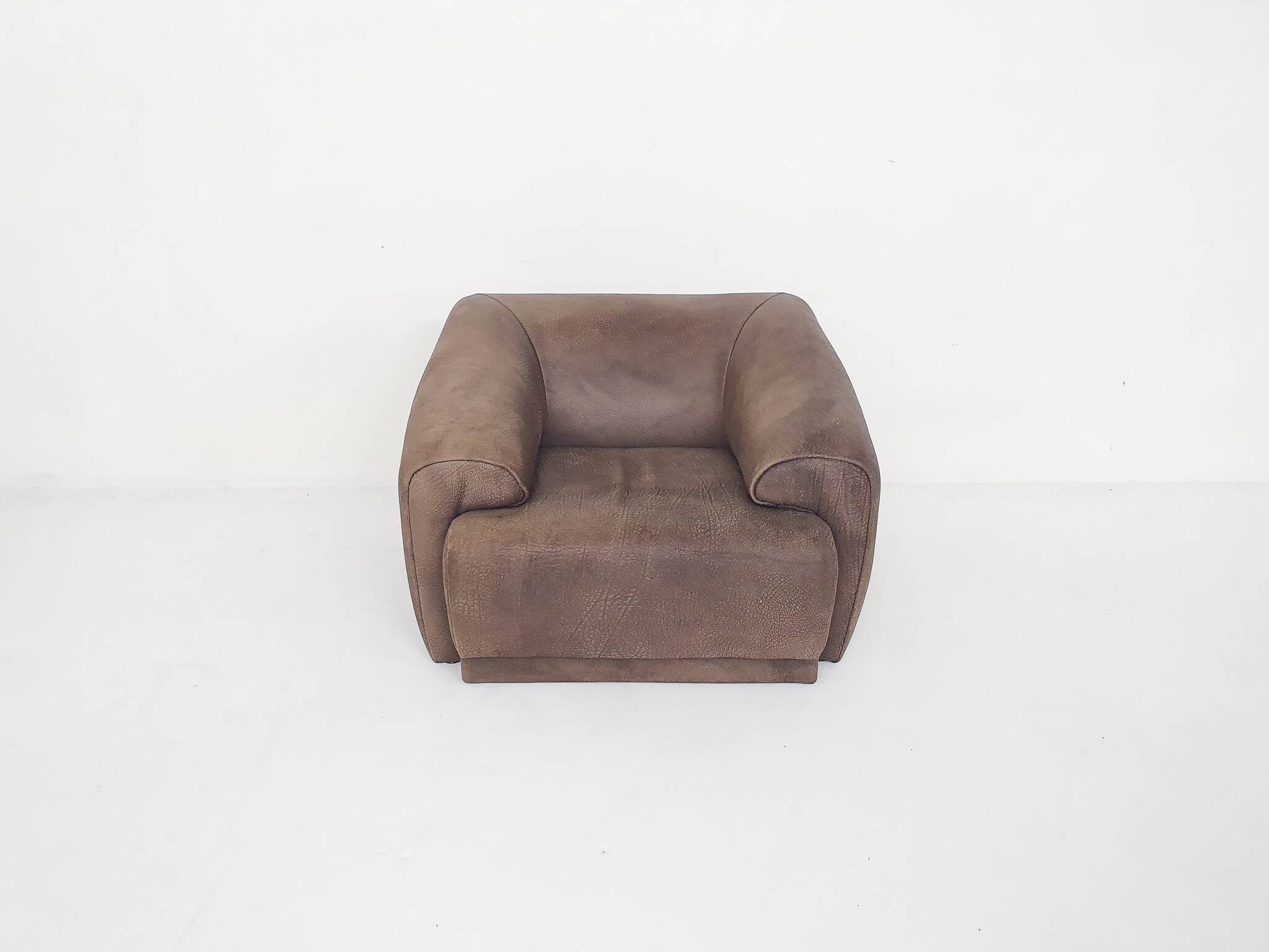 Buffalo leather De Sede style lounge chair, 1960's