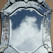 Antique Venetian Heart-Shaped Wall Mirror in Printed Glass, Italy, 1910s