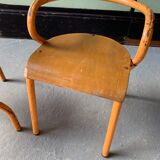 Set of 2 orange chairs child Jacques Hitier in wood & metal