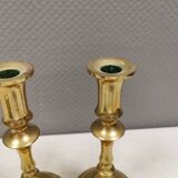 A set of vintage brass candlesticks. Denmark 1960-70s.
