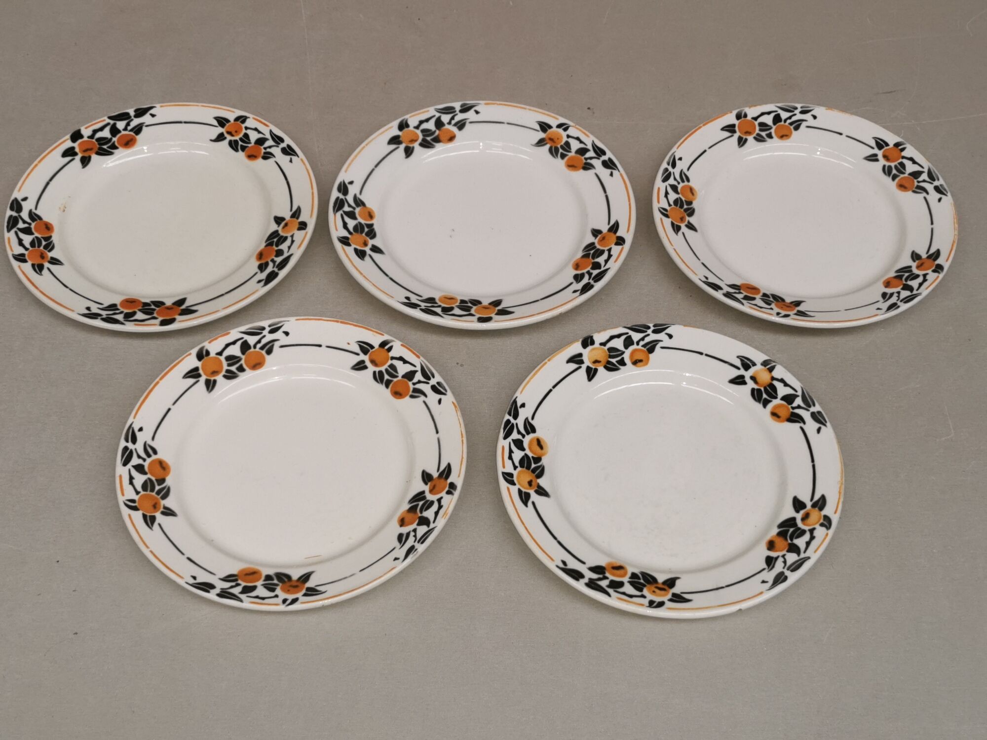 Set of 5 old plates vintage dessert badonvillers madeleine