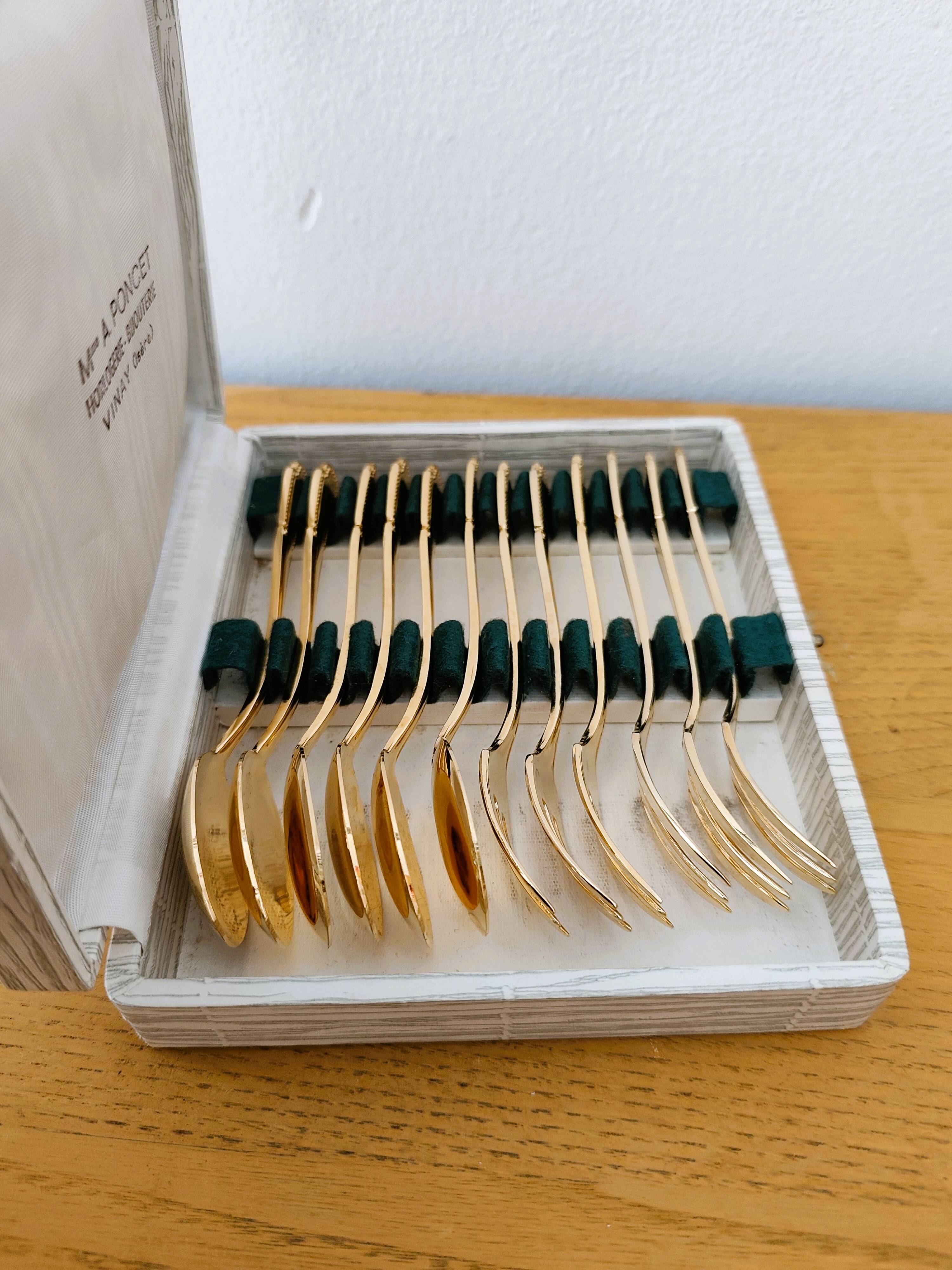 Vintage gold dessert forks and spoons