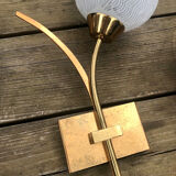 Glass and gold metal tulip wall lights