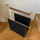 Gold metal, wood and black cotton magazine holder