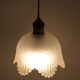 Frosted glass pendant light with floral pattern and wavy edge