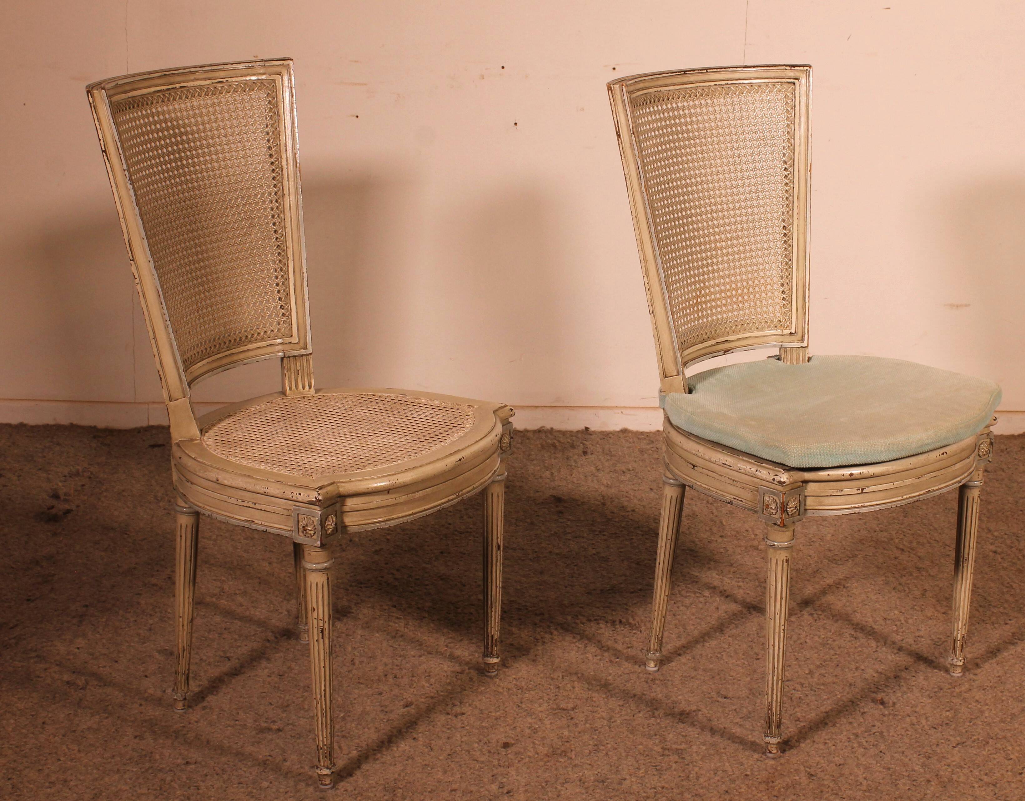 Set Of 12 Louis XVI Style Chairs In Polychrome Wood - 19th Century