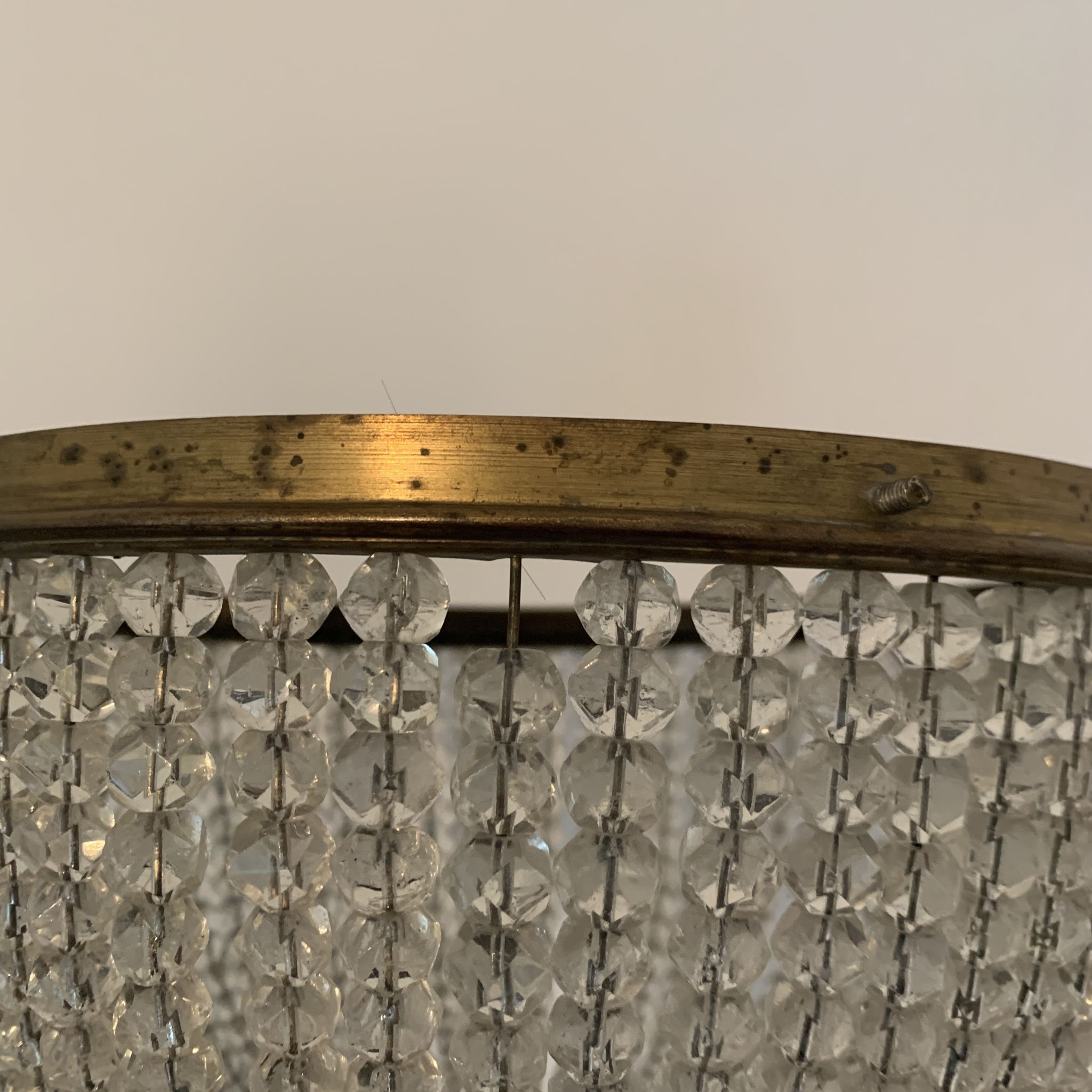 19th brass basket ceiling and beaded glass beads