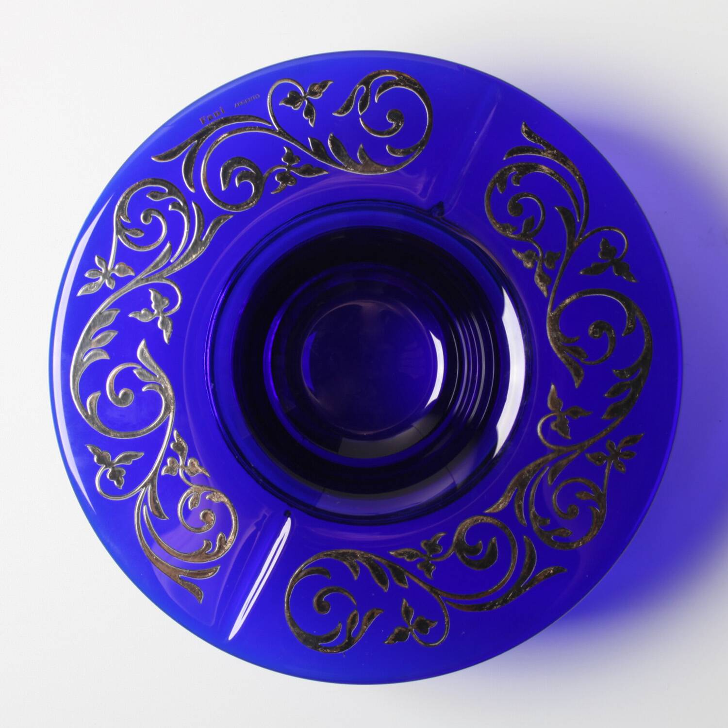 Rare Cobalt Blue Crystal and Silver Bowl / Fani Argento / Florence / 1930s
