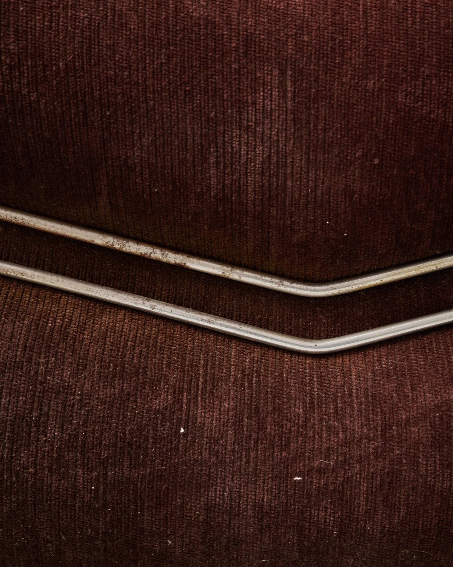 Brown velvet and chrome sofa, designed by Adriano Piazzesi, Italy, 1980s.