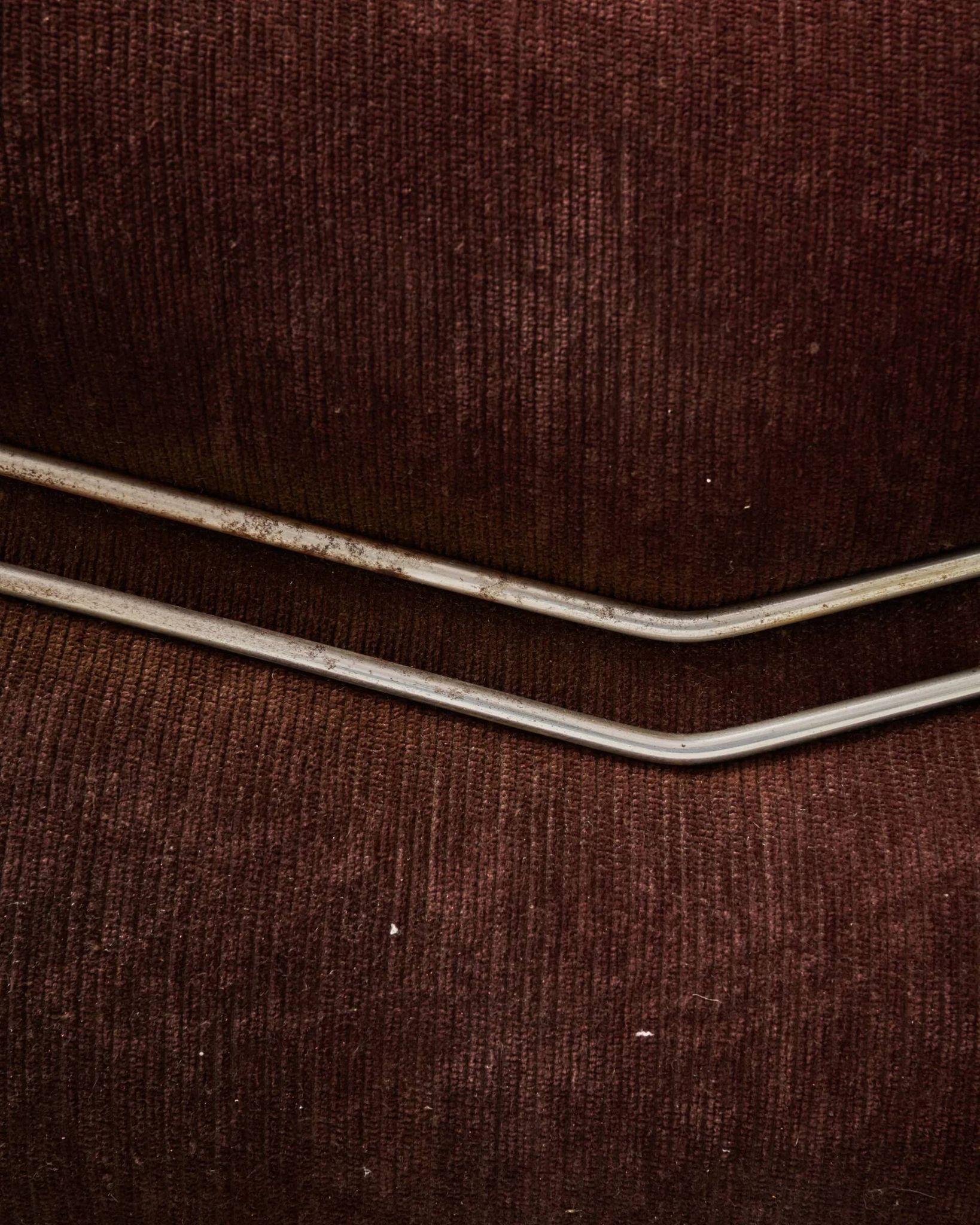Brown velvet and chrome sofa, designed by Adriano Piazzesi, Italy, 1980s.