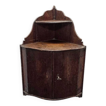 Antique French oak corner wall cabinet