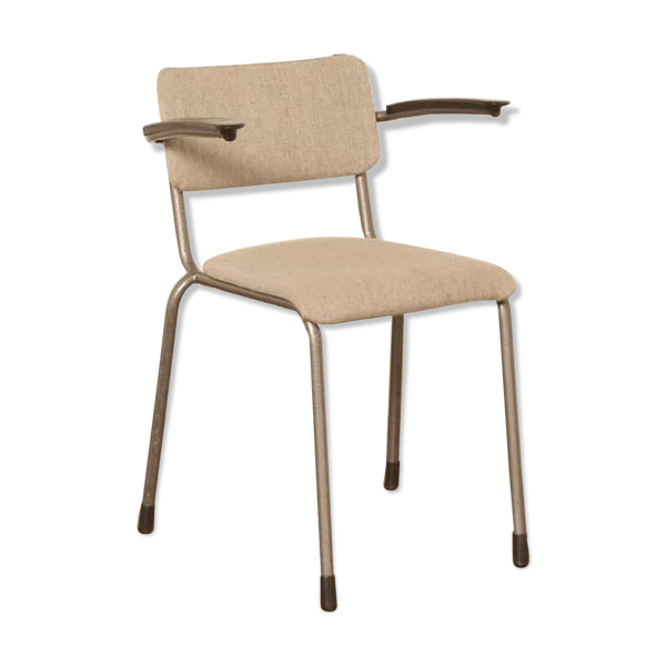 Chaise d'école Gispen 206 rembourrée gris clair