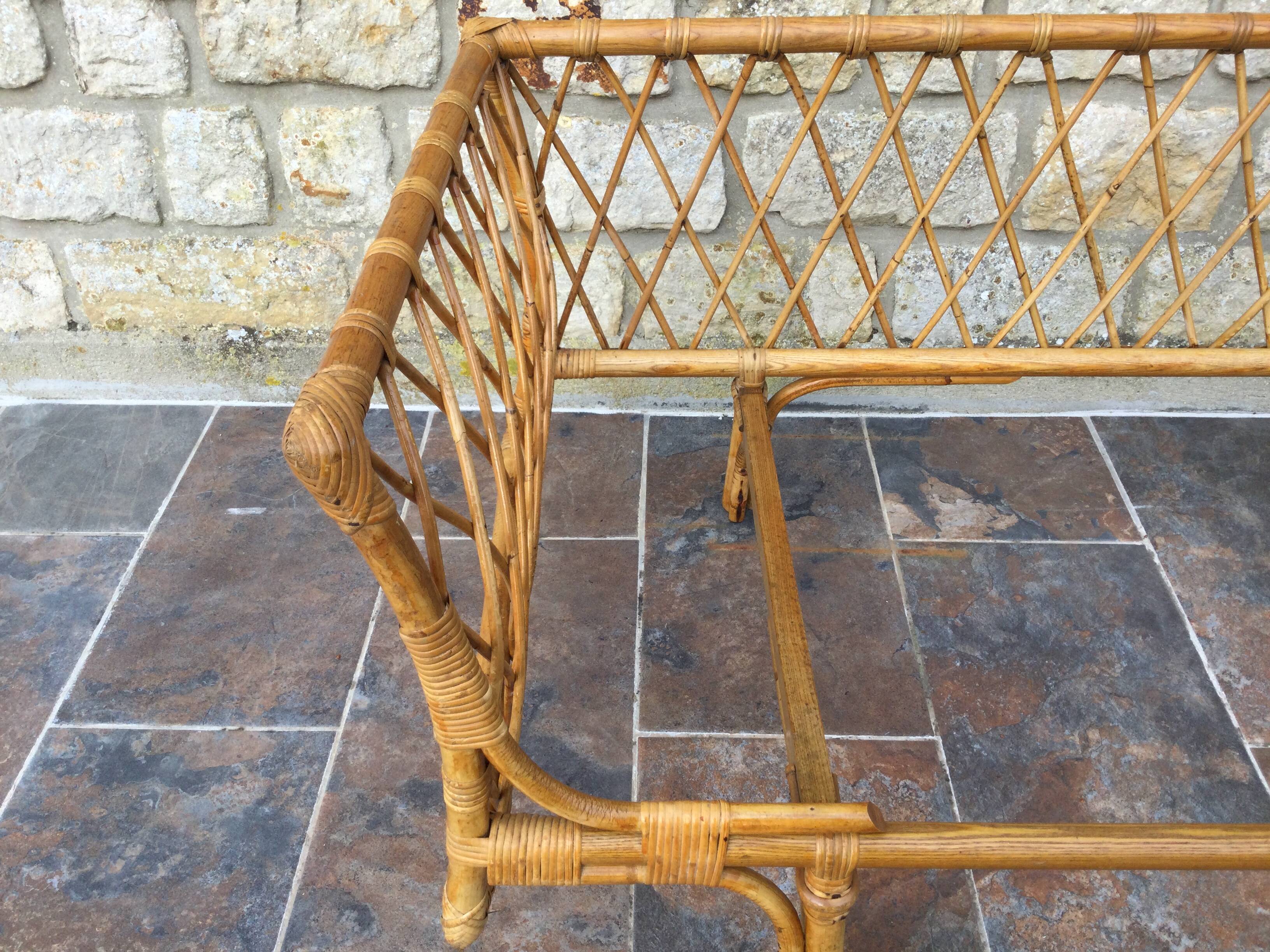 1950s rattan chaise longue sofa