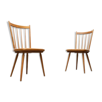 Mid-century wooden chair set in the style of Arno Lambrecht, 1950s.