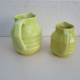 SET of 2 PITCHERS FAIENCE ONNAING SLURRY ART DECO 1930
