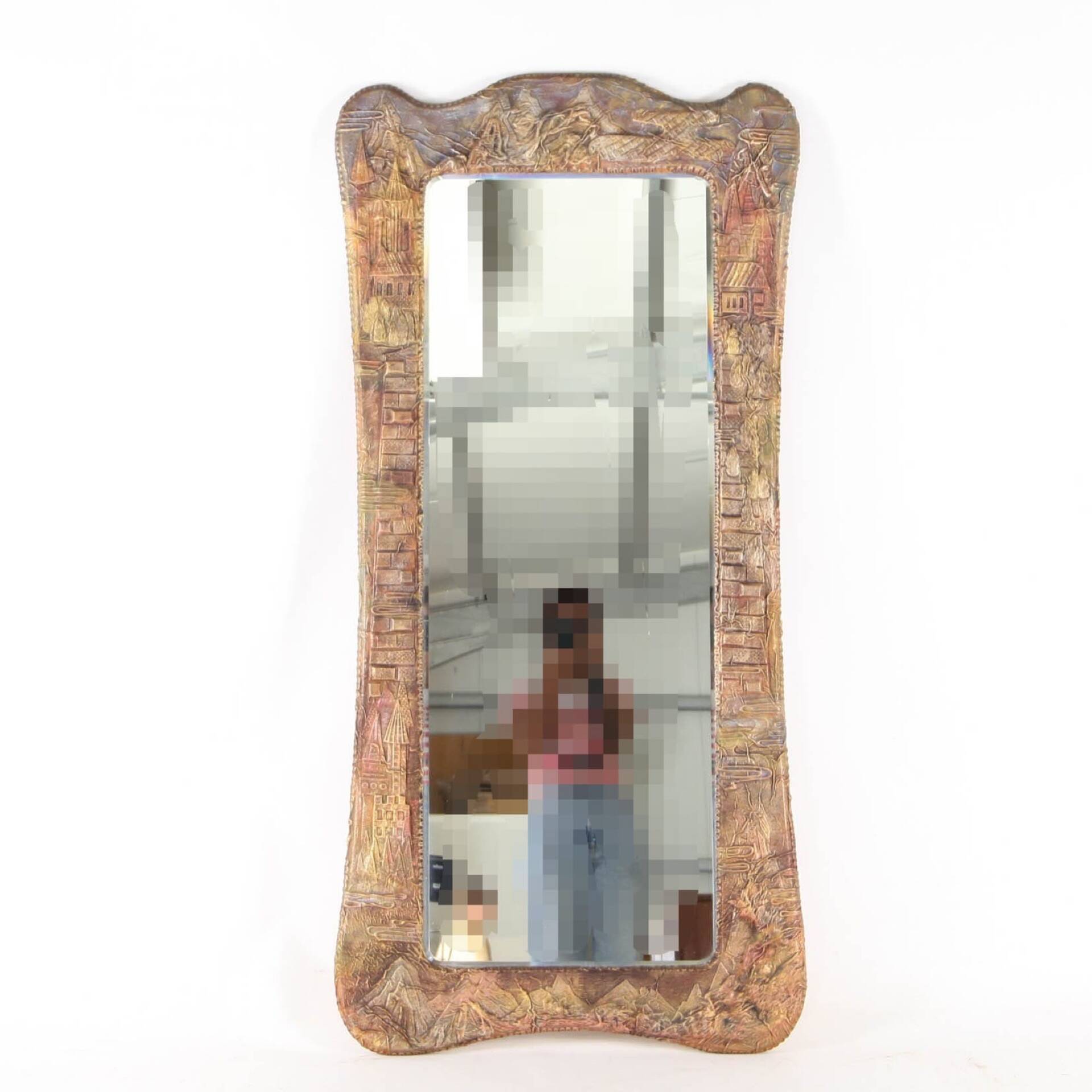 Grand miroir en cuir 