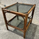 Small bamboo table and glass top