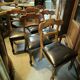 Set of 6 English chairs in mahogany and black leather