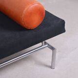 Danish "daybed" bench in leather and alcantara - 1980