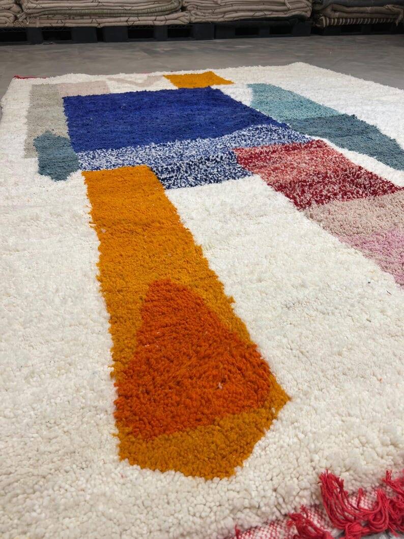 Handmade pure wool rug with traditional colourful patterns 1.5/2.5 m