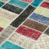 Handwoven anatolian contemporary 178 cm x 246 cm multicolor patchwork carpet