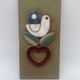 Vintage ceramic wall plaque, bird and heart, Made in Spain, Mithé Espelt style.