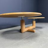Table basse pivotante à deux niveaux en bois par Roche Bobois, années 1980