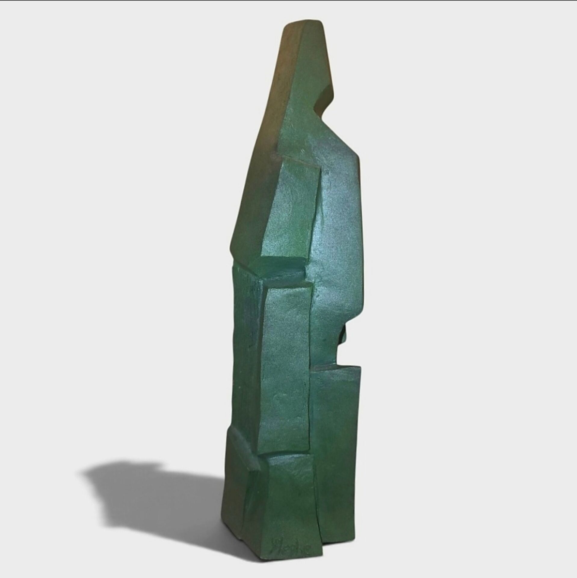 Sculpture cubiste « Bronze Vert » – Jean Pheghé (Circa 1950)