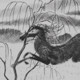 Camille combe: manes in the wind, original signed engraving