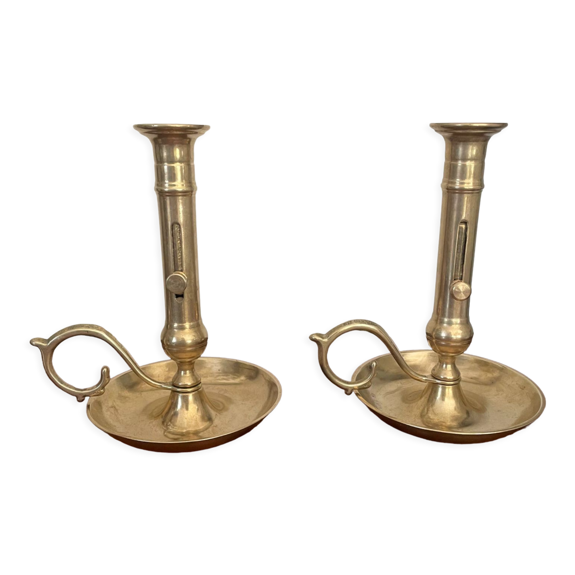 Pair of brass candle holders