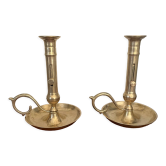 Pair of brass candle holders