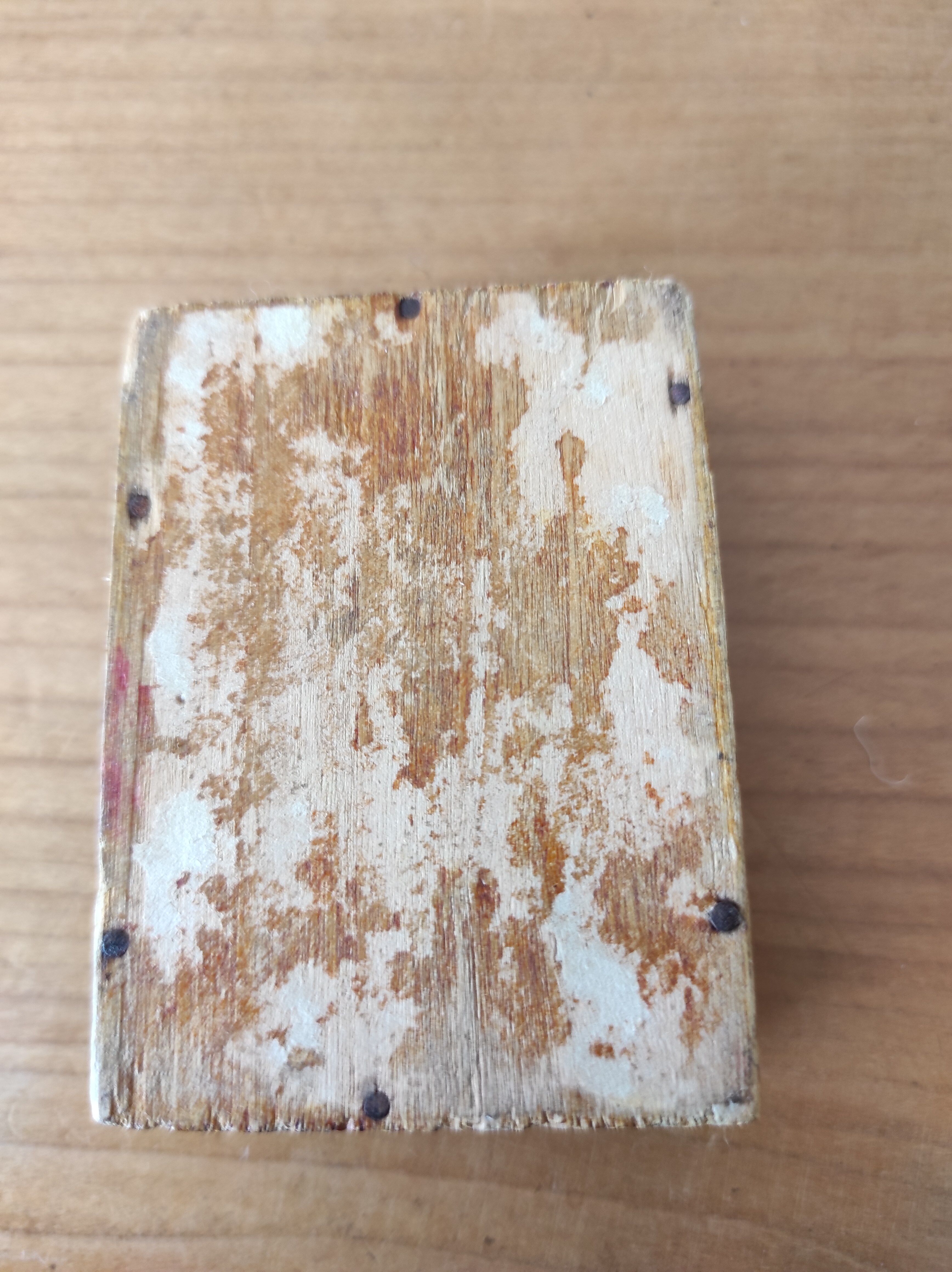 Wooden box decorated badge and unicorn