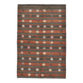 6x9 Vintage Terracotta Striped Kilim Rug, 175x266Cm