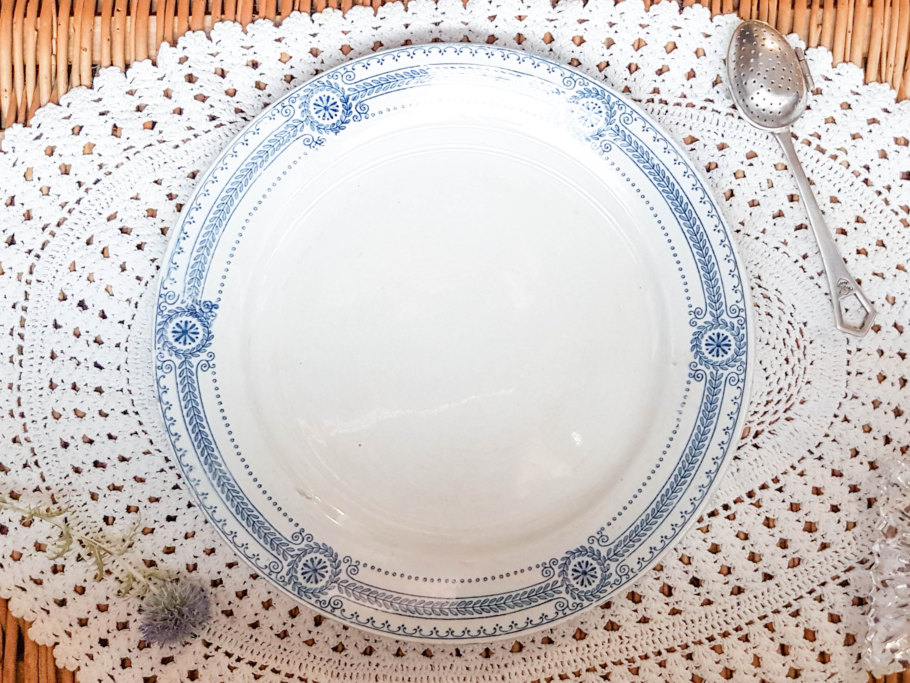 Lot of 4 blue plates "carina" U&C Sarreguemines Terre de Fer