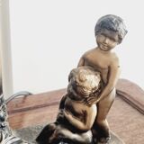 Cherub lamp and opaline globes