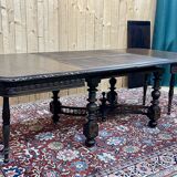 Oak dining table with beech base and 3 extensions