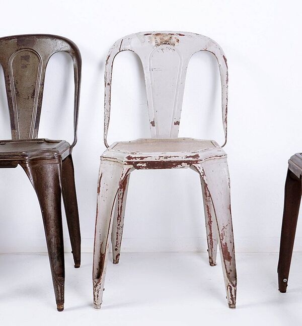 4 chaises en métal par Fibrocit, Belgique 1950
