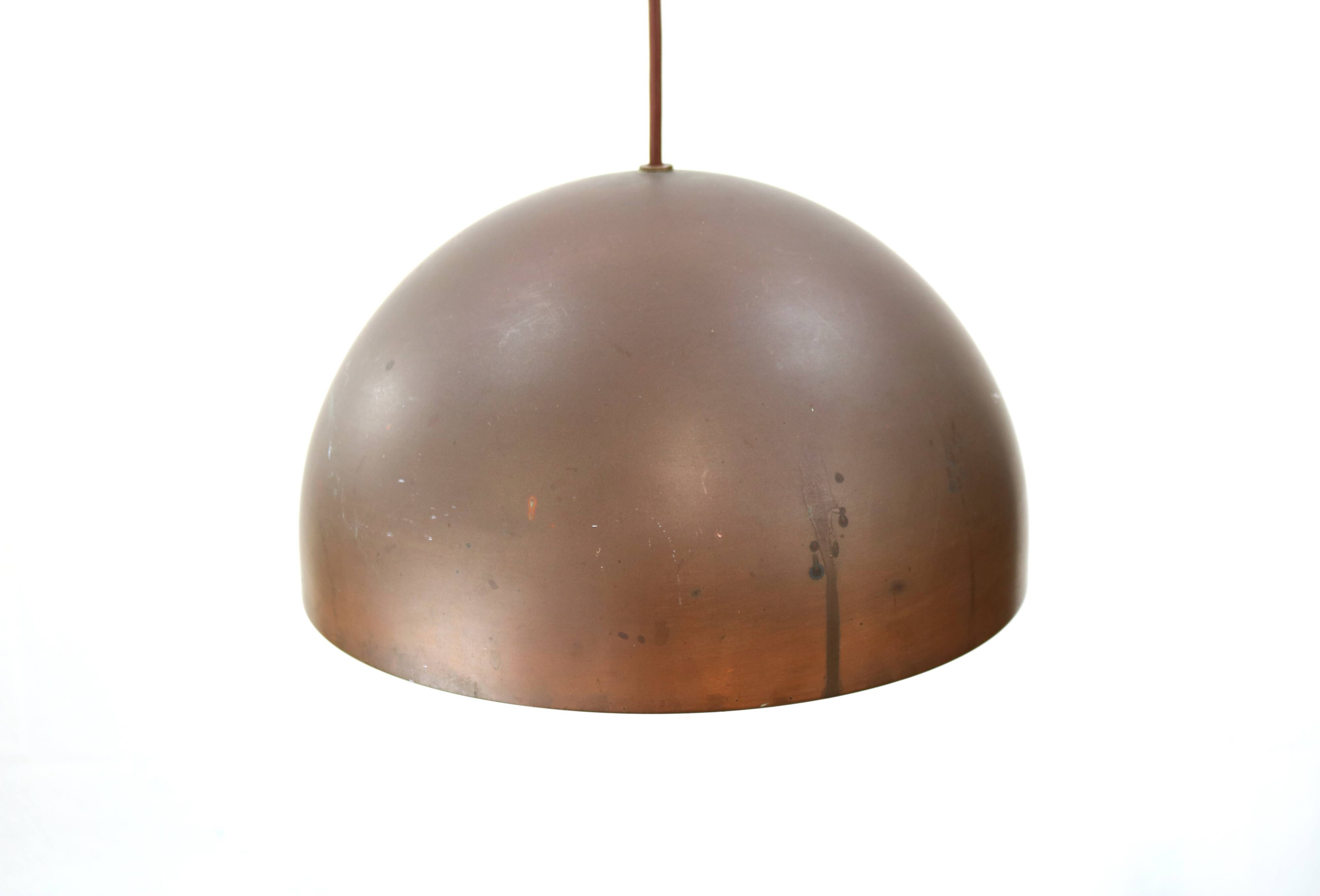Massive patinated copper lamp - Denmark 60's