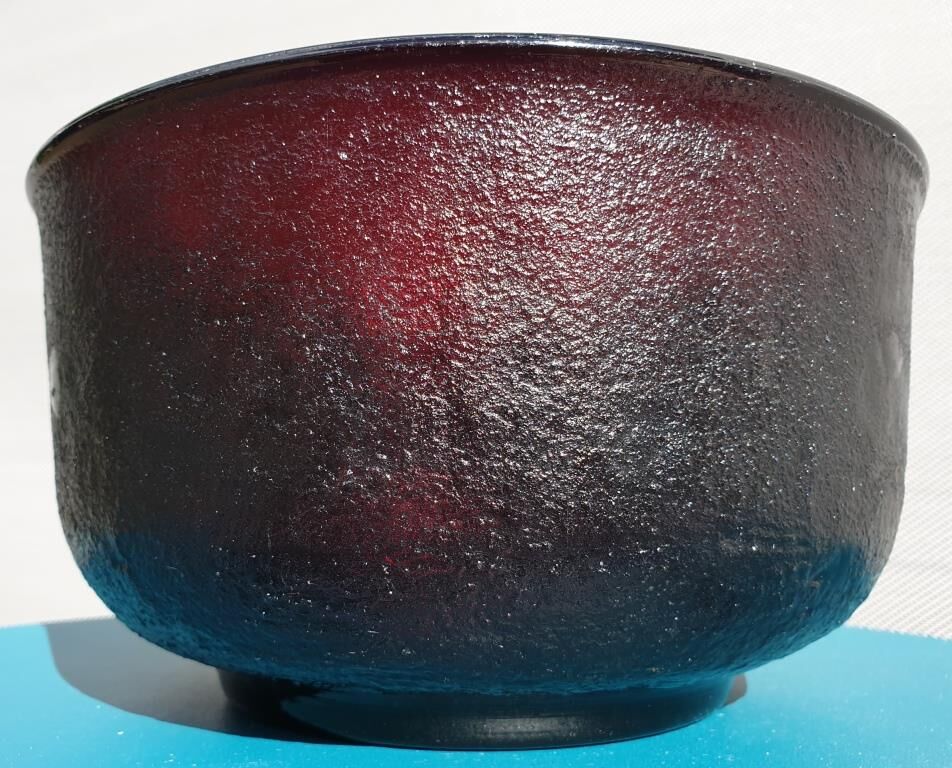 Salad bowl Sierra glass ruby granite frosted Arcoroc 1970